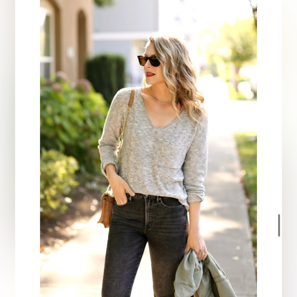 UpWest V Neck Pocket Sweater